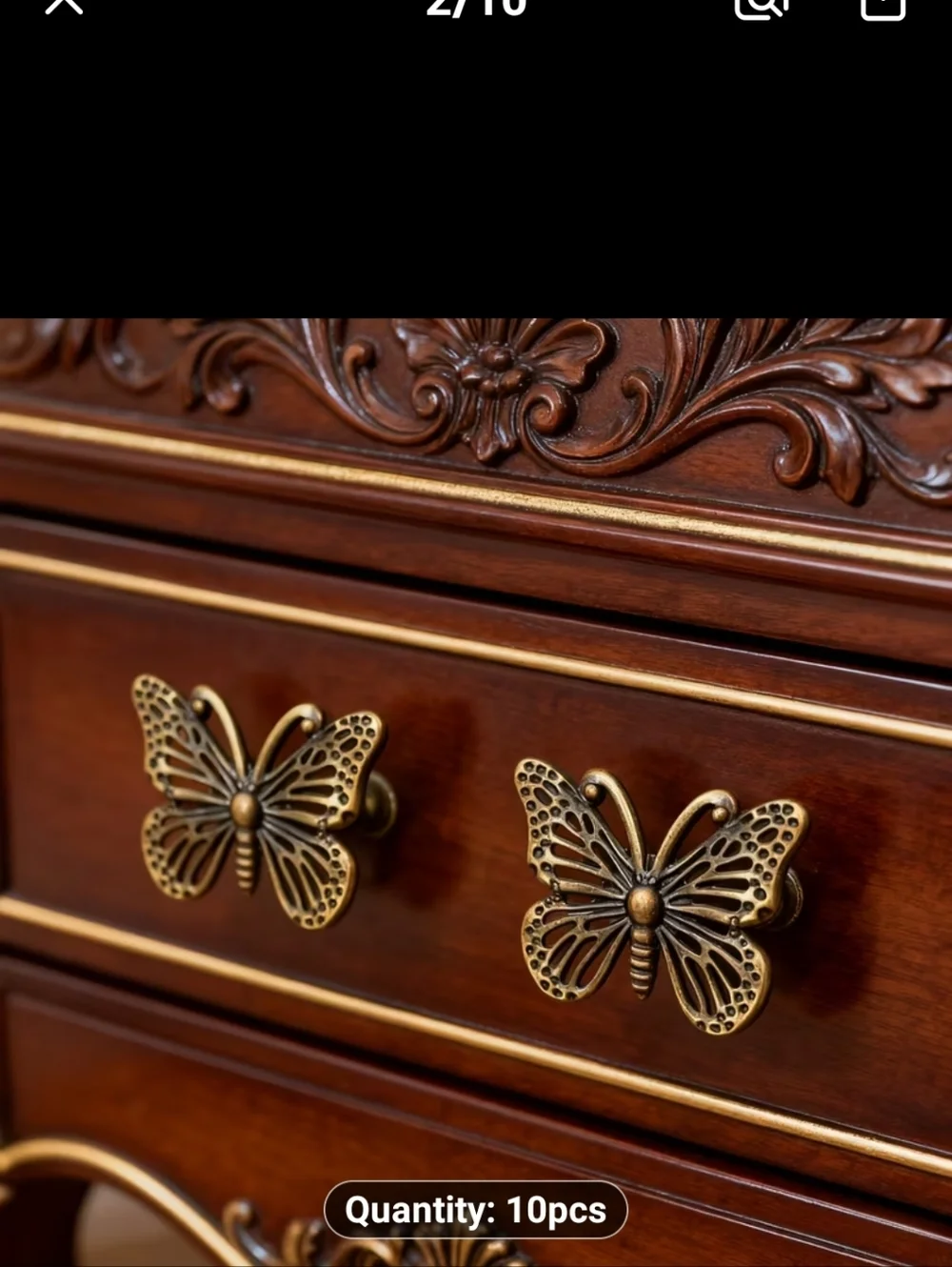 10 New Antique Look Brass Butterfly Drawer Pulls #1204-379